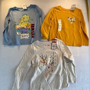 3 Girls Cat & Jack Nickelodeon Rugrats Girls Long Sleeve Shirts 4/5 4T 5T
